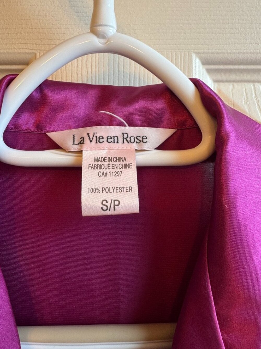 Longsleeve La Vie En Rose Satin Pajama Top - Picture 3 of 3
